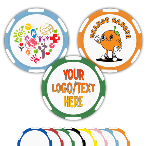 Custom UV direct-print poker chip, two-sided full-color 6 stripe design
