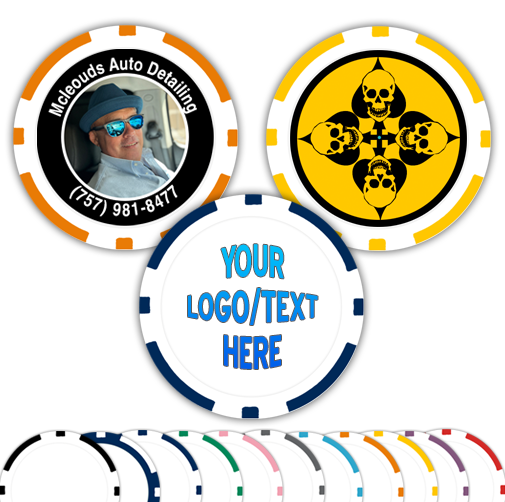 8 Stripe Full Color Custom Poker Chip with personalized logo design