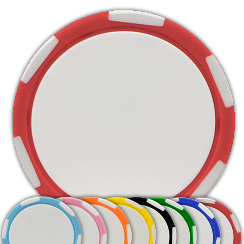 6-stripe blank poker chips – 50 pack, UV direct print ready