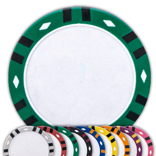 12-stripe 13.5 gram blank poker chips – 50 pack, UV print and insert ready
