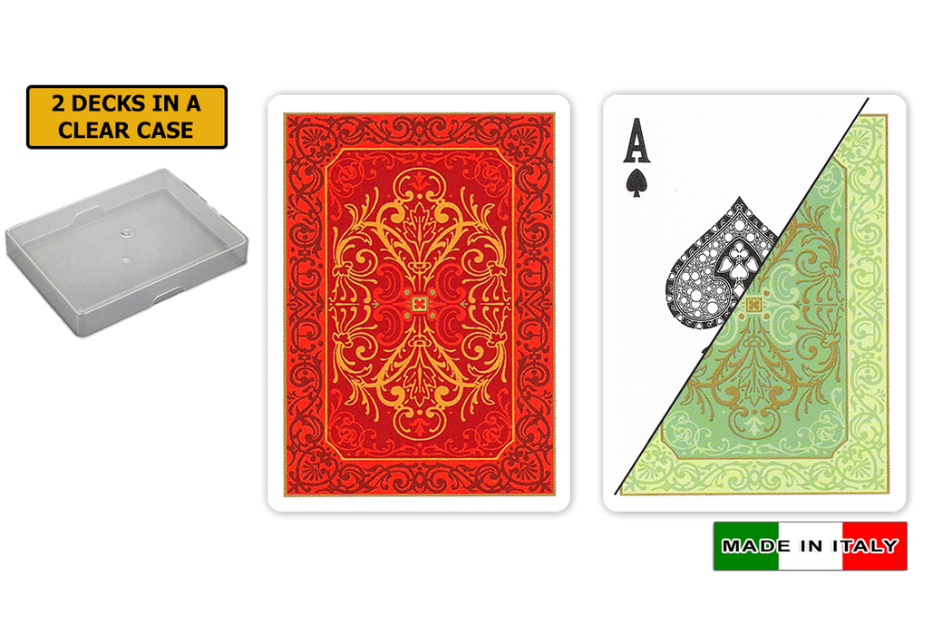 Persiano 100% plastic playing cards by DA VINCI - 2 decks poker size normal index in clear case