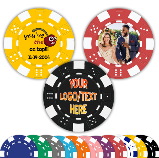 Custom UV Dice Stripe Direct-Print Poker Chip with full-color logo