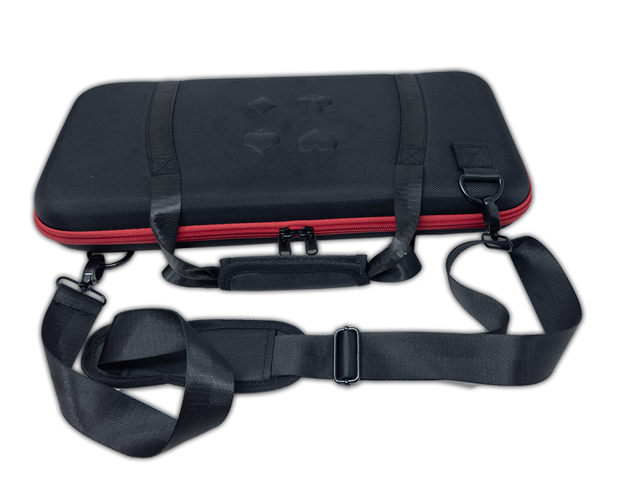 Soft shell poker chip case 300 capacity; Lightweight heavy duty case for poker chips with strap