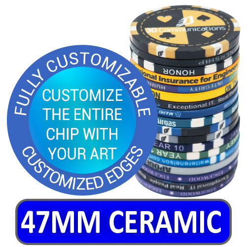 Personalized ceramic poker chip with custom edge design – 47mm