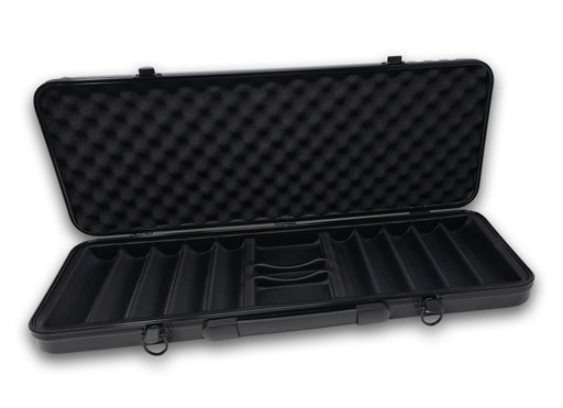 Black ABS polycarbonate poker chip case 500 capacity; Ding-proof ABS poker chip case with felt lining