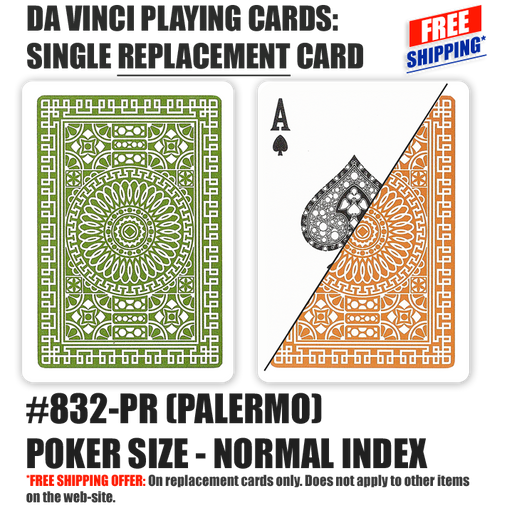 DA VINCI Playing cards - replacement card - Palermo poker size normal index