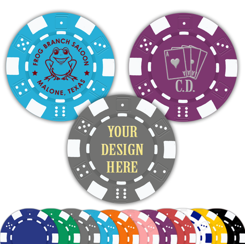 Custom hot-stamped dice poker chip with logo design