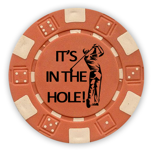 Golf ball marker poker chips foil stamped with funny designs - Its in the hole