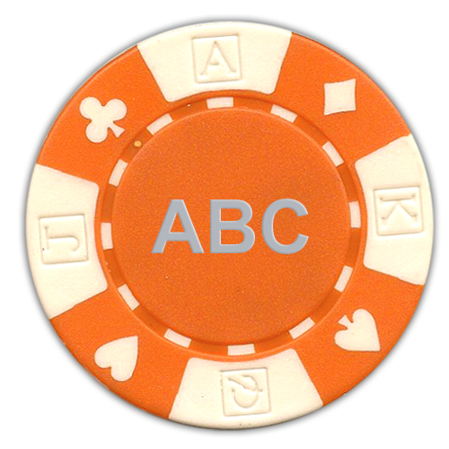 Hot-stamped card suited poker chip with monogram