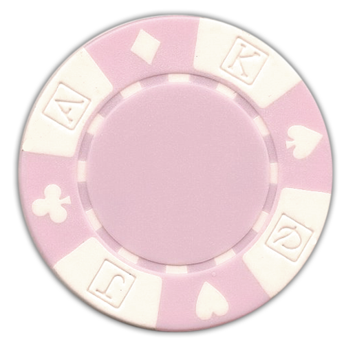 Pink poker chips in a card suited design - 11.5 gram clay composite poker chips