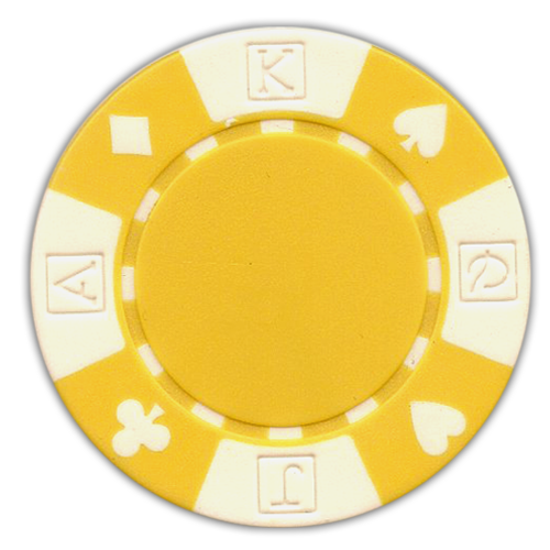 Yellow poker chips in a card suited design - 11.5 gram clay composite poker chips