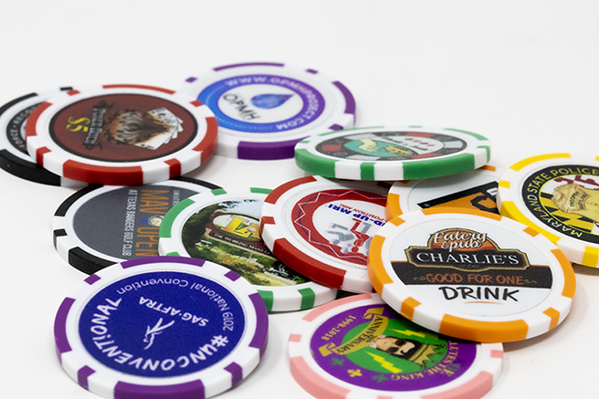 Full color inlay custom poker chips - 8 stripe poker chips