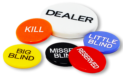 Poker dealer button package with 6 buttons
