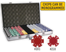 Complete poker chips set with 750 chips and aluminum case