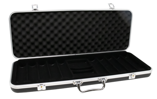 Black ABS poker chip case 500 capacity; Durable ABS poker chip case with felt lining