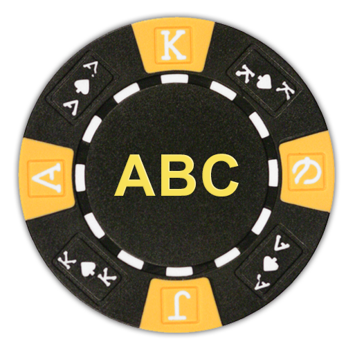 Hot-stamped Ace King 3-Tone poker chip with monogram