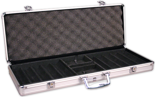 Aluminum poker chip case 500 capacity; Customizable poker chip case with engraved or printed plate