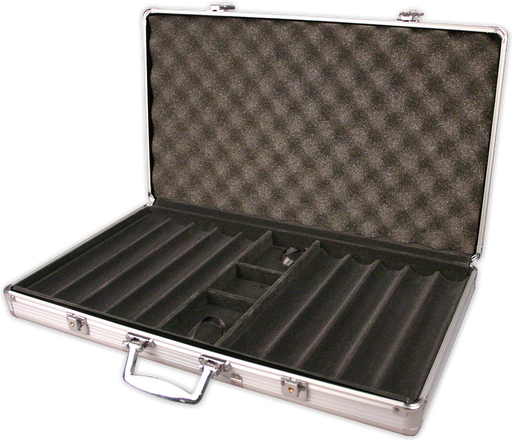 750 chip capacity aluminum poker chips case - silver