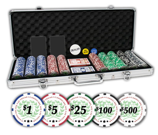 Casino Del Sol poker chips set with aluminum case and 500 poker chips