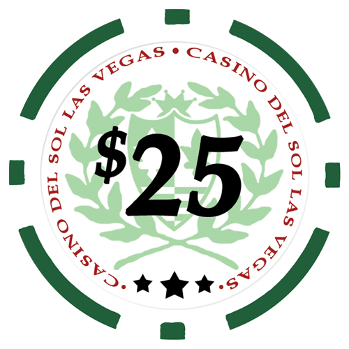 Green Casino Del Sol poker chips – 11.5g denomination chip