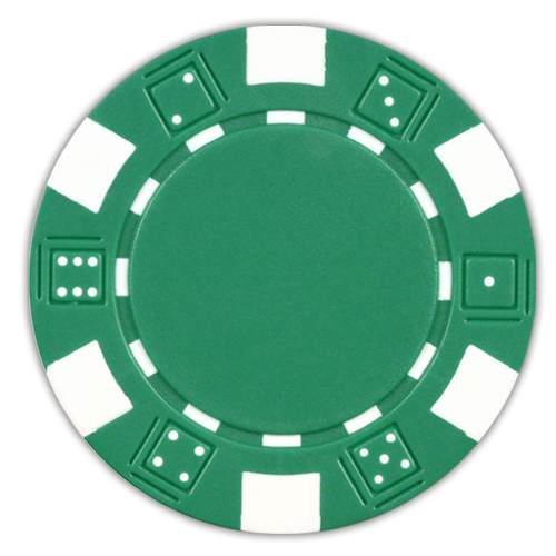 Green classic dice design 11.5 gram poker chips - set of 50 poker chips