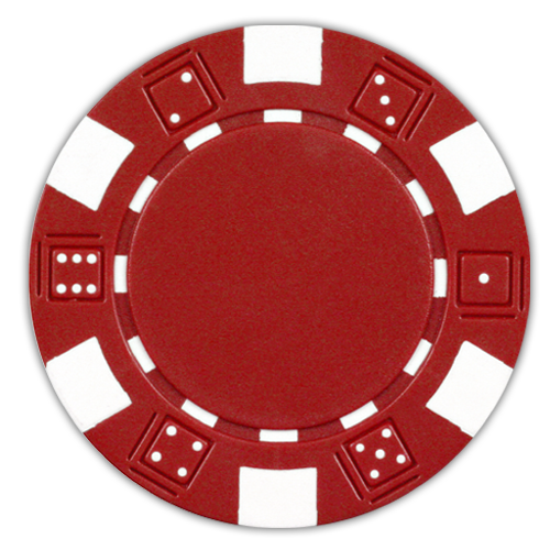 Red classic dice design 11.5 gram poker chips - set of 50 poker chips