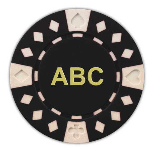 Hot-stamped diamond suited poker chip with monogram