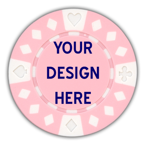 Custom hot-stamped diamond suited poker chip with logo design