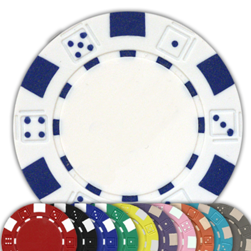 Classic dice design 11.5 gram poker chips in multiple colors
