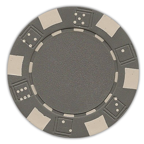 Gray classic dice design 11.5 gram poker chips - set of 50 poker chips
