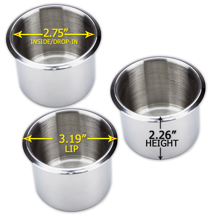 Poker table drop in cup holders - stainless steel