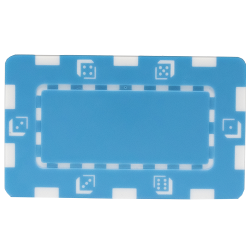 Light Blue European style poker chips – blank, UV direct print or foil hot-stamp ready