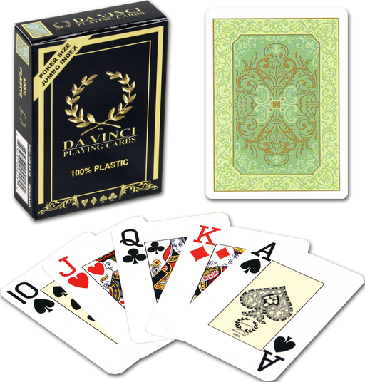 Da Vinci Persiano 100% Plastic Italian Playing Card, Green Deck