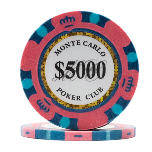 Pink Monte Carlo poker chips – 14 gram clay composite, casino-style values
