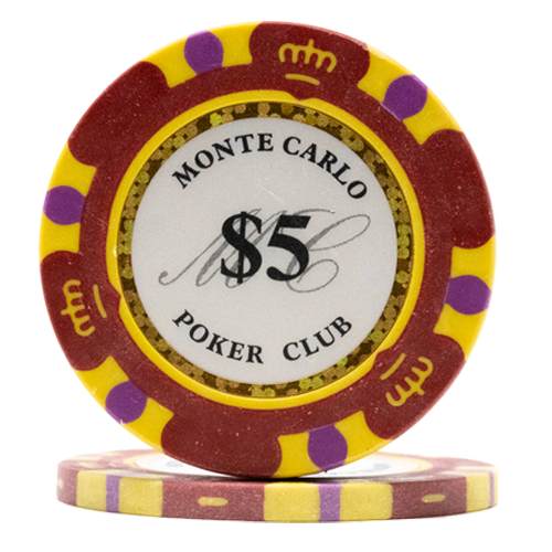 Red Monte Carlo poker chips – 14 gram clay composite, casino-style values