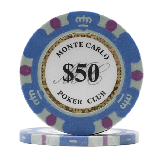 Teal Monte Carlo poker chips – 14 gram clay composite, casino-style values
