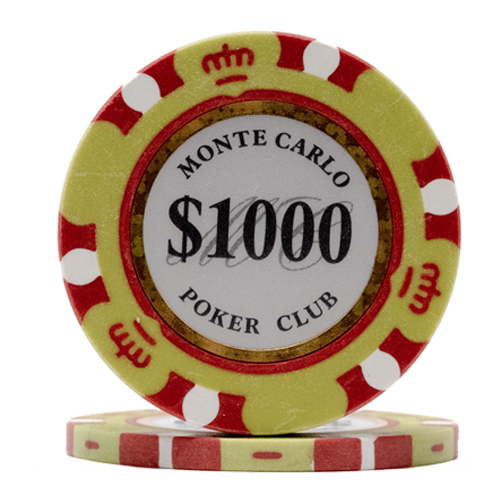 Monte Carlo poker club clay 14 gram poker chips - Yellow