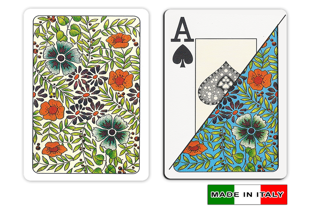 Fiori design plastic playing cards made in Italy - poker sized by DA VINCI