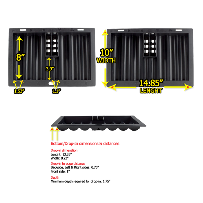 Poker table chip trays with space for 300 poker chips