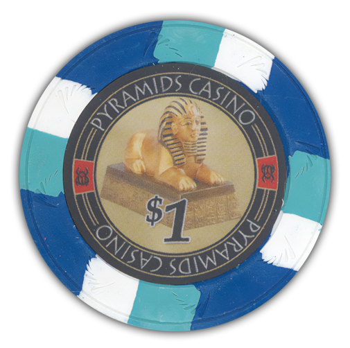 Pyramids Casino clay no metal insert poker chips - Blue chips