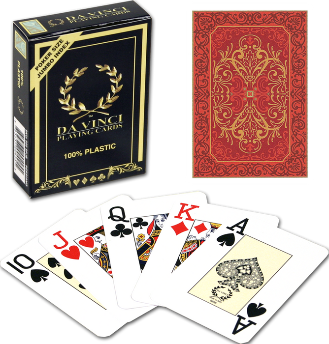 Da Vinci Persiano 100% Plastic Italian Playing Card, Red Deck