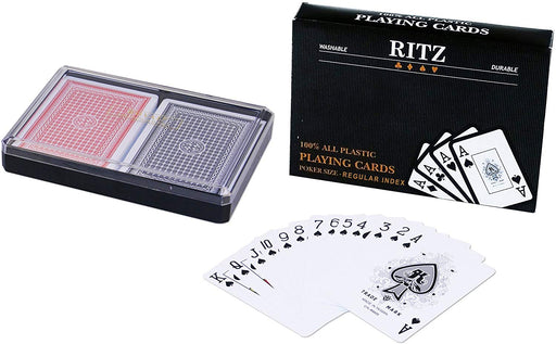 Ritz 100% Plastic Playing Cards, 2 Decks in Hard-shell Case