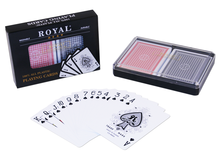 100% plastic poker playing cards by Royal in hard shell case