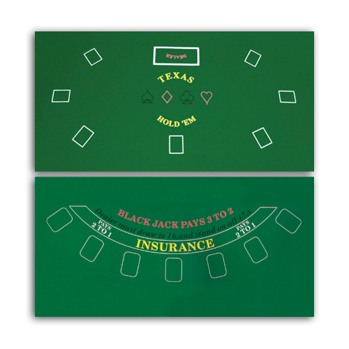 Two sided Texas Holdem and Blackjack felt layout