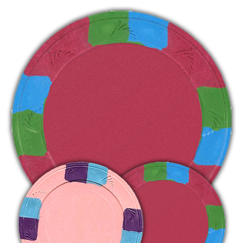 Clay no metal insert poker chips for custom labels - Tri color design