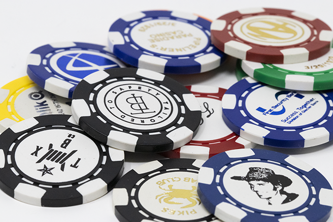 Personalized 6-Stripe Hot-Stamped Poker Chips with custom artwork