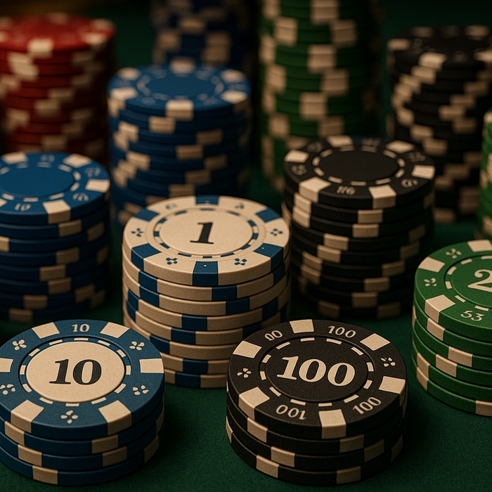 Poker chips of different denominations