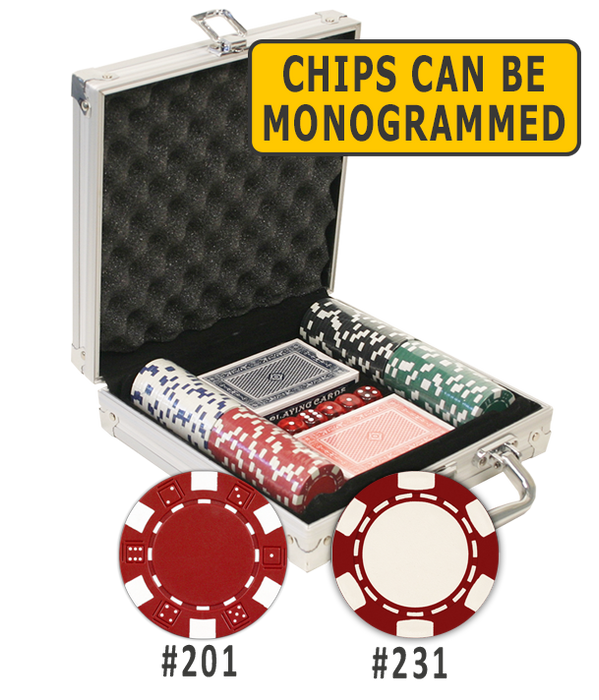 Aluminum poker chips set with 100 chips