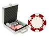 Aluminum poker chips set with 100 6 stripe chips