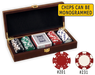 Poker chips set with 100 poker chips in a wood chips case